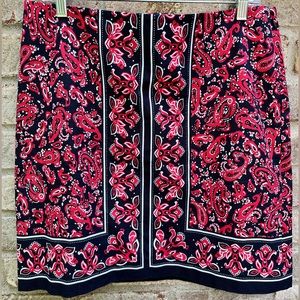 NWOT TALBOTS Red And Navy Bandana Print Skirt
